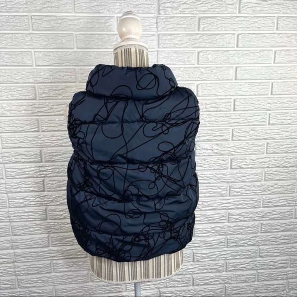 Calvin Klein Performance Puffy Blue Vest Black Velvet Squiggles Size Medium - Picture 5 of 9